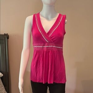 ANN TAYLOR LOFT XS Pink Embellished Tank Top